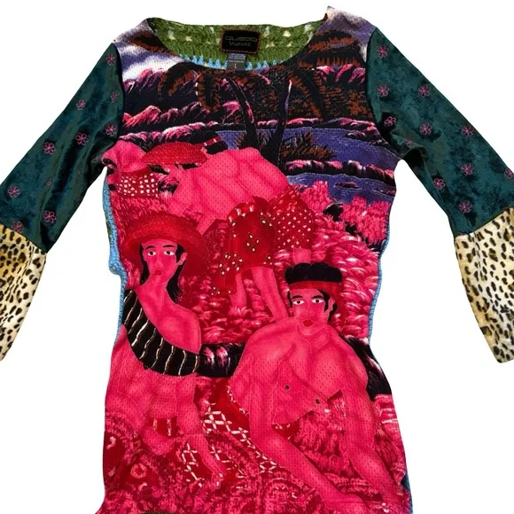 Vintage CUSTO BARCELONA Artistic Psychedelic
Print Velvet Top, Sz L (runs small) - Picture 9 of 13